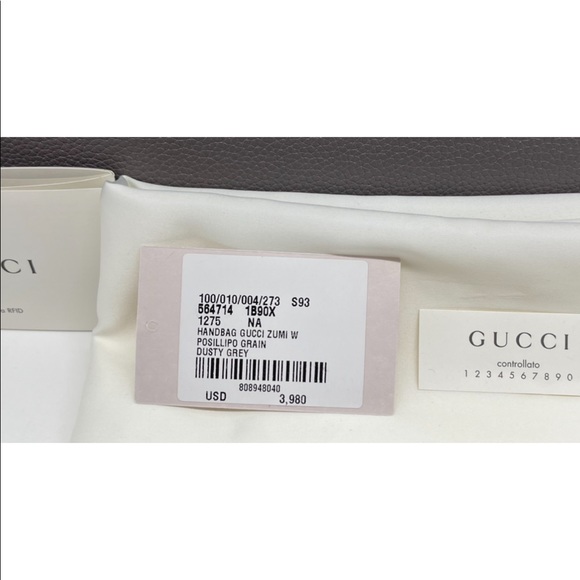 Gucci New GG Zumi Logo Horsebit Grain Leather Top Handle Purse/Grey Shoulder Bag - Picture 3 of 12